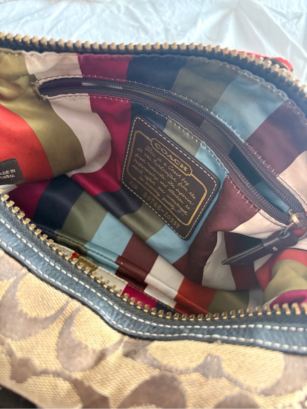 Coach Signature Soho Shoulder Bag | Brown Monogram Canvas & Leather Purse - Picture 6 of 7